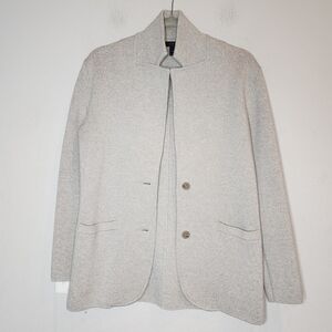 J. Crew Merino Wool Sweater Blazer Cardigan Grey Button Pockets Size XS Relaxed